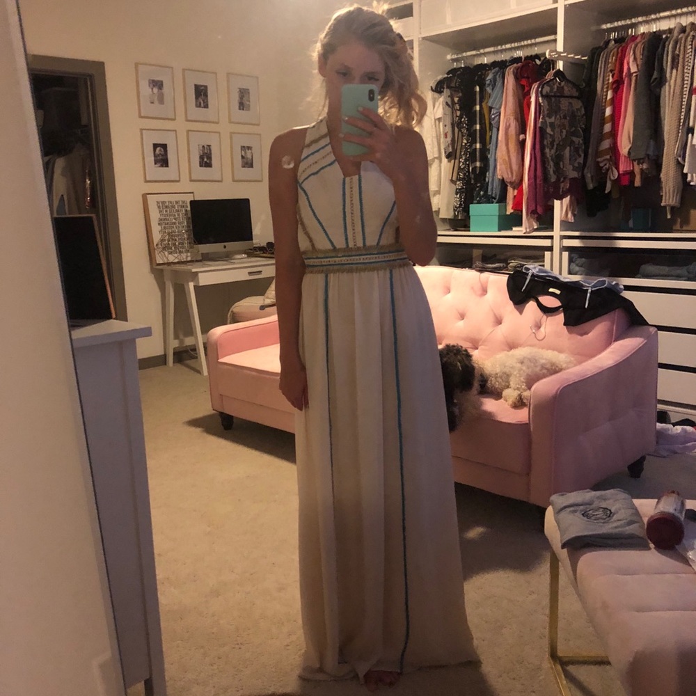 Adelyn Rae Cream Maxi Dress